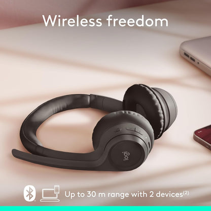 Logitech Zone 301 Wireless Bluetooth Headset with Noise-Canceling Microphone, Compatible with Windows, Mac, Chrome, Linux, iOS, iPadOS, Android – Graphite - PuriLite