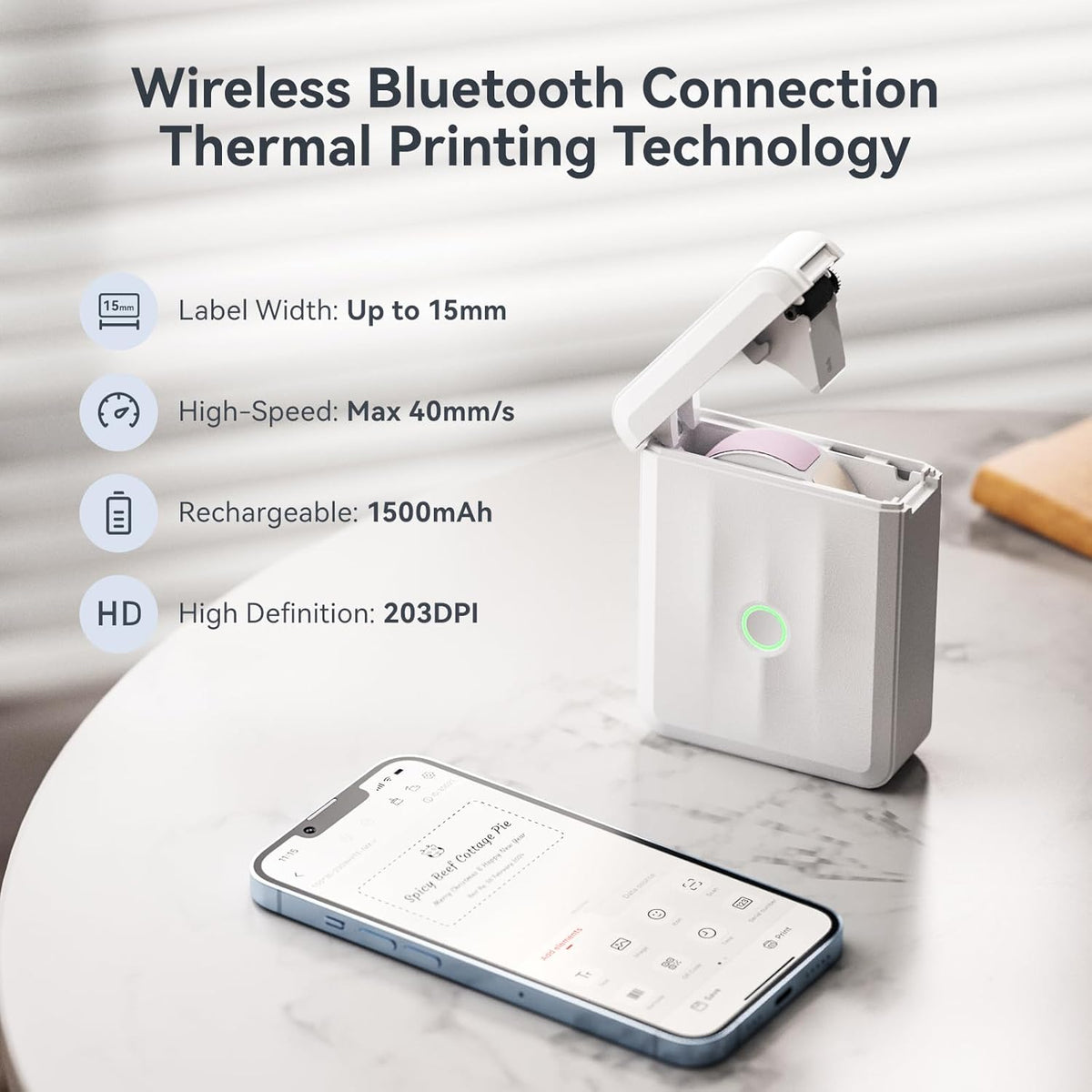 NIIMBOT D110 Mini Label Maker Machine with Tape(Pre-Cut Size 12x40mm), Portable Bluetooth Sticker Printer, Inkless Automatic Feeding One-Touch Custom Printing, Compatible with Phone Only - PuriLite