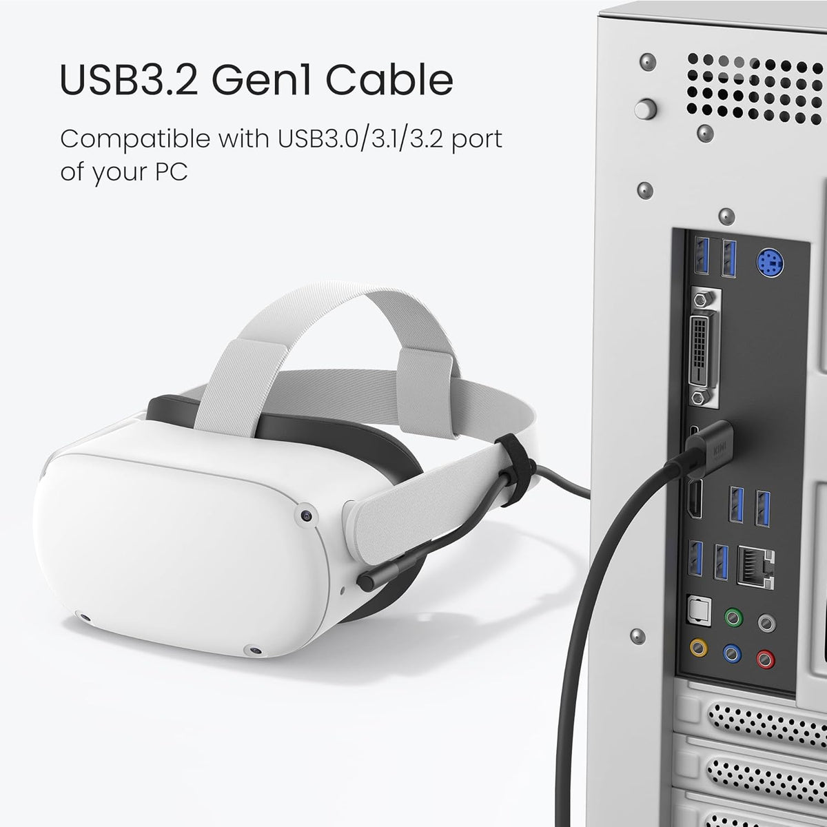 KIWI design 16FT Link Cable Compatible with Oculus/Meta Quest 3S Accessories, and Quest 3/2/Pro/Pico 4, USB3.0 Link Cable with 5Gbps Super Speed - PuriLite