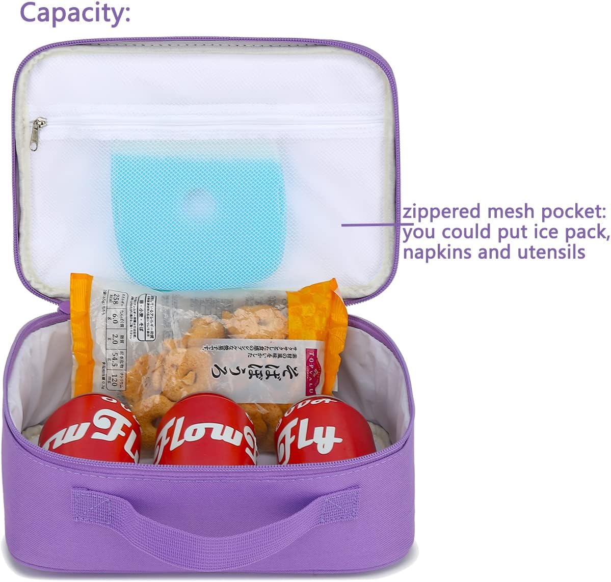 FlowFly Kids Lunch Box Insulated Soft Bag Mini Cooler Back to School Thermal Meal Tote Kit for Girls, Boys, Black - PuriLite