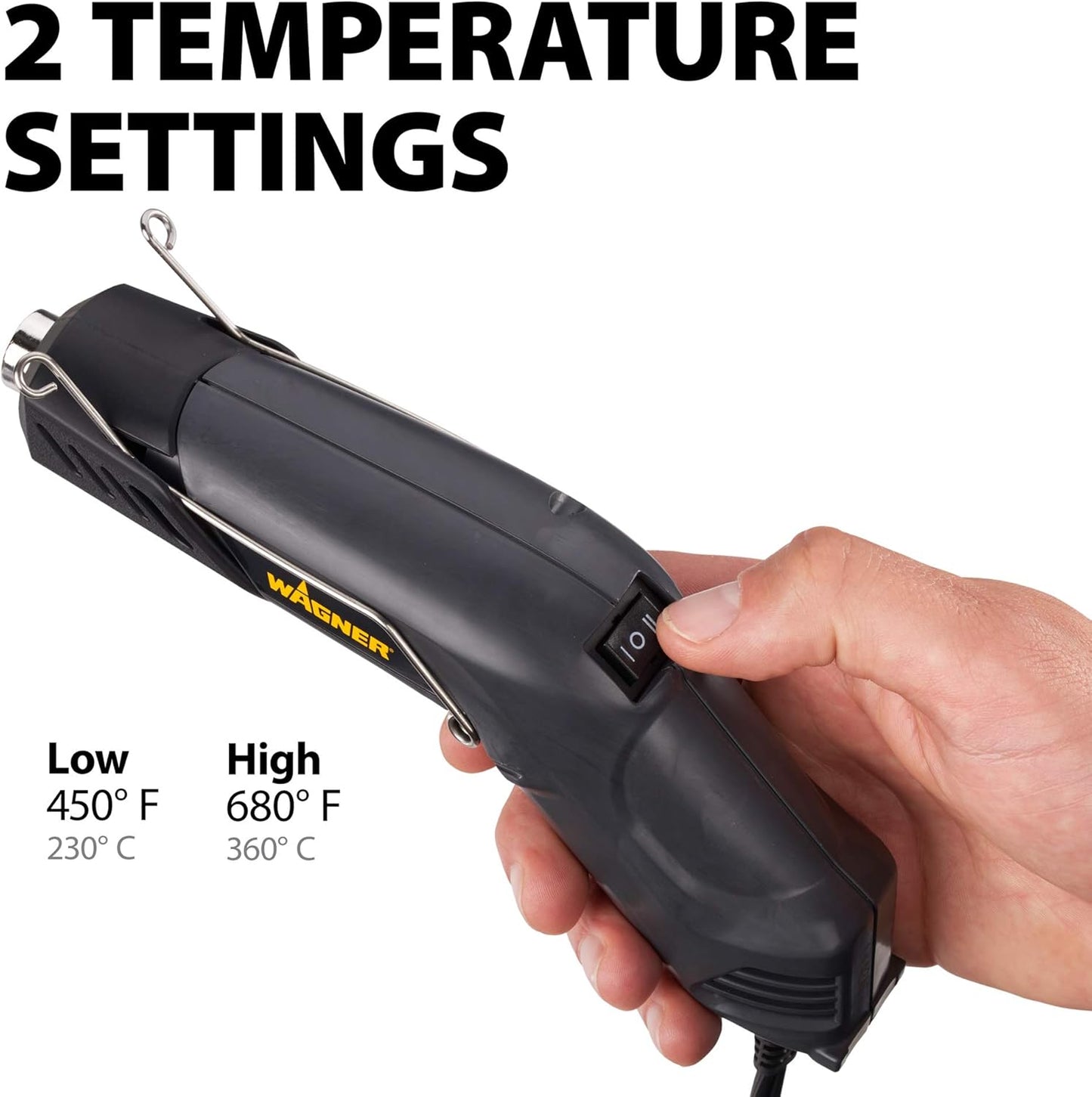 Wagner Spraytech 0503038 Redesigned HT400, Dual Temperature Hot Air Tool 680 and 450 degrees, Shrink Tubing, Embossing, Craft Projects, sticker removal Heat Gun, Basic pack