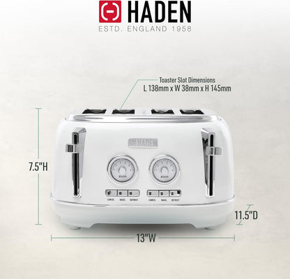 Haden Dorset 75083 Stainless Steel 1500W Retro Toaster 4 Slice Wide Slot w/Removable Crumb Tray and Settings, Black/Copper Toasters w/Adjustable Browning Control, Smart Toaster - PuriLite