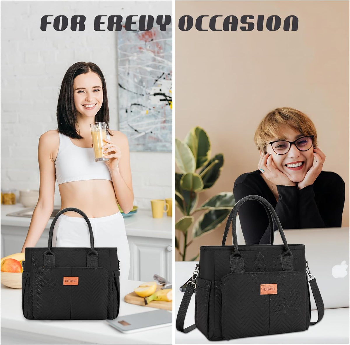 Lunch Bag for Women, Insulated Lunch Box for Work, Large Leakproof Cooler Purse with Side Pockets & Removable Shoulder Strap Women's Lunch Tote Bag for Picnic Work Beach Cute Lunch Bags (Heart) - PuriLite