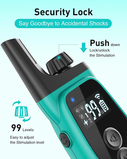 ABBIDOT Shock Collar 2 Dogs - 3300ft Dog Training Collar with Remote, 151 Levels Electric Collar, Safety Lock, Waterproof Rechargeable E Collar for Small Medium Large Dogs (Deep Black, 2 Collars) - PuriLite