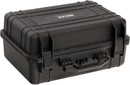 MEIJIA Portable Waterproof Protective Hard Case,Camera Case with Customizable Fit Foam Inserted, Elegant Black (9.17"x 7.56"x4.33") - PuriLite