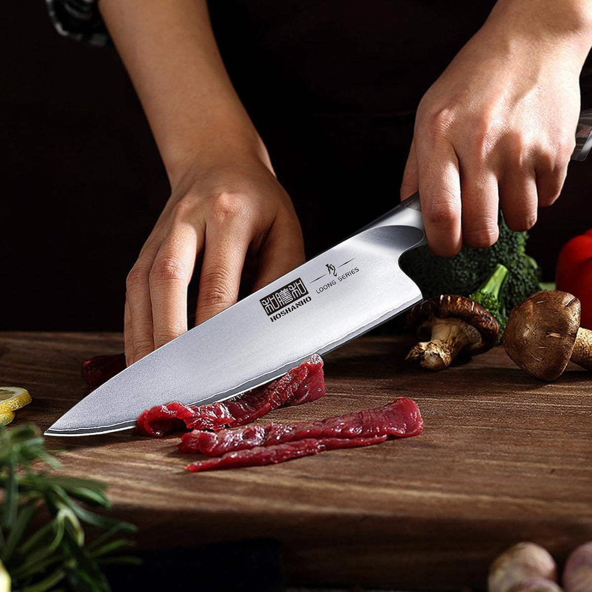 HOSHANHO 16-Piece Knife Set, Japanese High Carbon Stainless Steel Kitchen Knife Set, Ultra Sharp Chef Knife Block Set with Sharpener - PuriLite