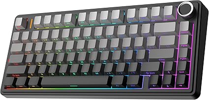 EPOMAKER x Aula F75 Gasket Mechanical Keyboard, 75% Wireless Hot Swappable Gaming Keyboard with Five-Layer Padding&Knob, Bluetooth/2.4GHz/USB-C, RGB (Black Gradient, LEOBOG Reaper Switch) - PuriLite
