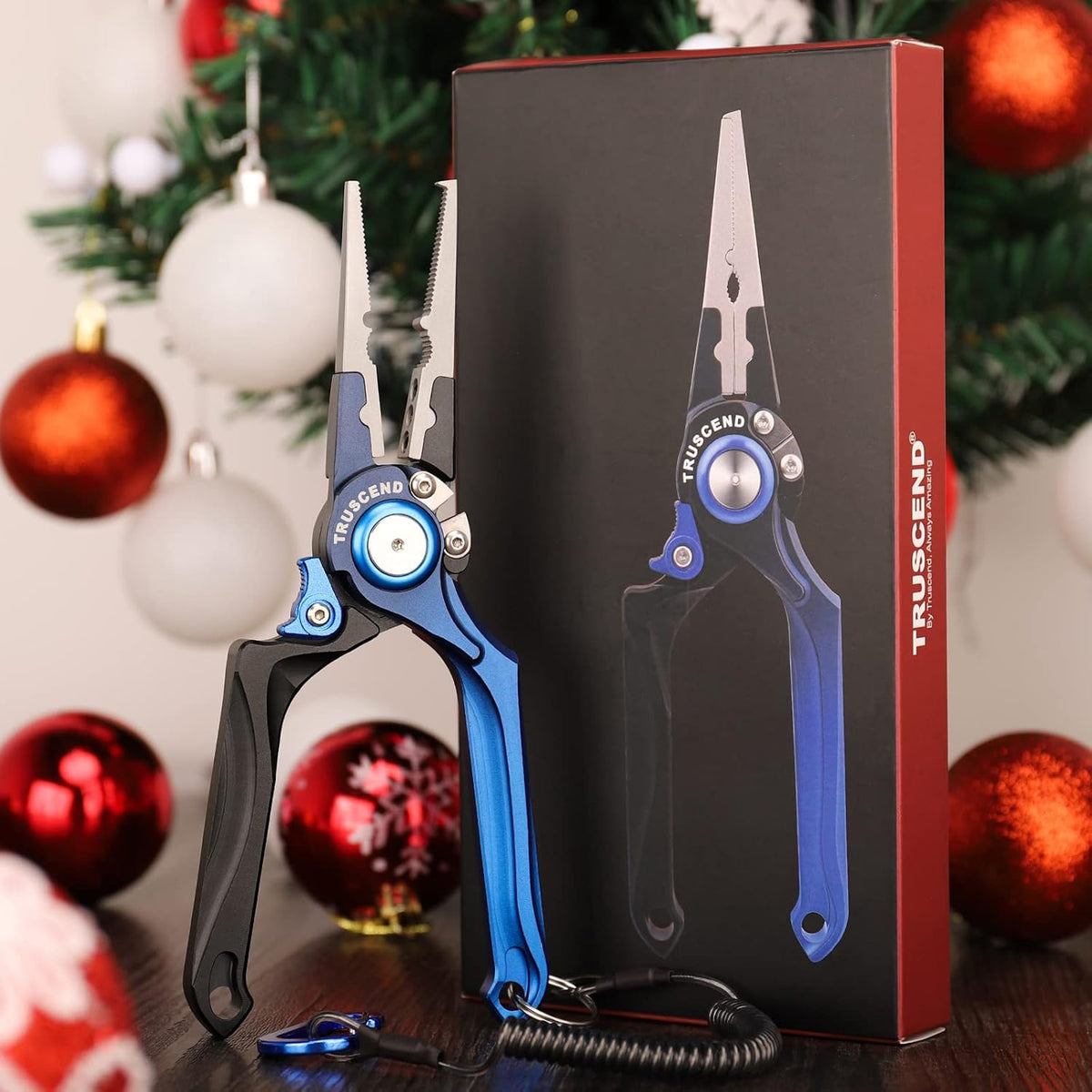 TRUSCEND Lockable Handy Fishing Pliers with Innovative Ergonomic Handle, Saltwater Corrosion Resistant Teflon Coated Fishing Tool, Multi-Function Fishing Gear with Mo-V Cutter, Amazing Fishing Gift - PuriLite