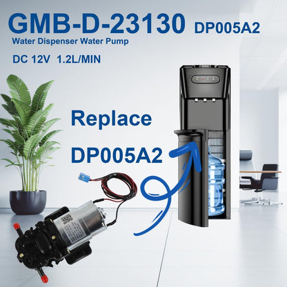 GMB-D-23130 Water Pump Compatible with Midea Avalon Primo Brio Water Dispenser 1.2L/min DC12V, Replaces DP005A2 MO-12265 Bottom Loading Bottled Water Cooler Dispenser - PuriLite