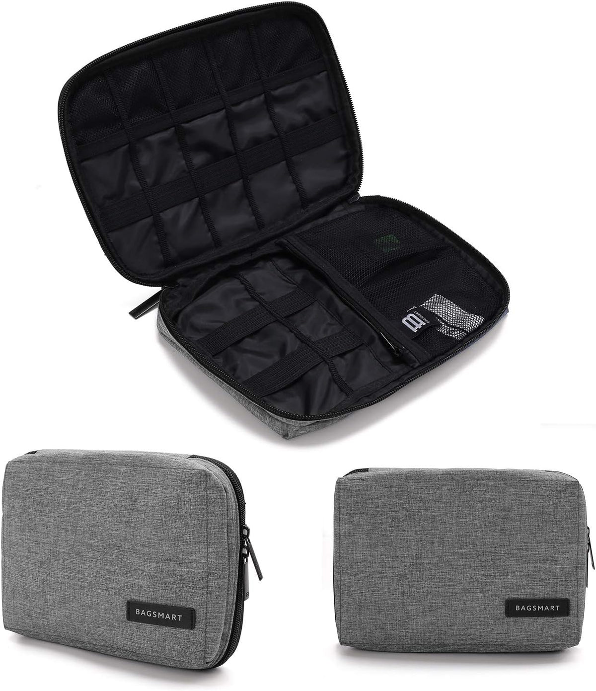 BAGSMART Electronic Organizer, Travel Cable Organizer Double Layer Electronics Accessories Cases Portable for Tablet 7.9", USB Drive, Cords, Black - PuriLite