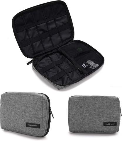 BAGSMART Electronic Organizer, Travel Cable Organizer Double Layer Electronics Accessories Cases Portable for Tablet 7.9", USB Drive, Cords, Black - PuriLite