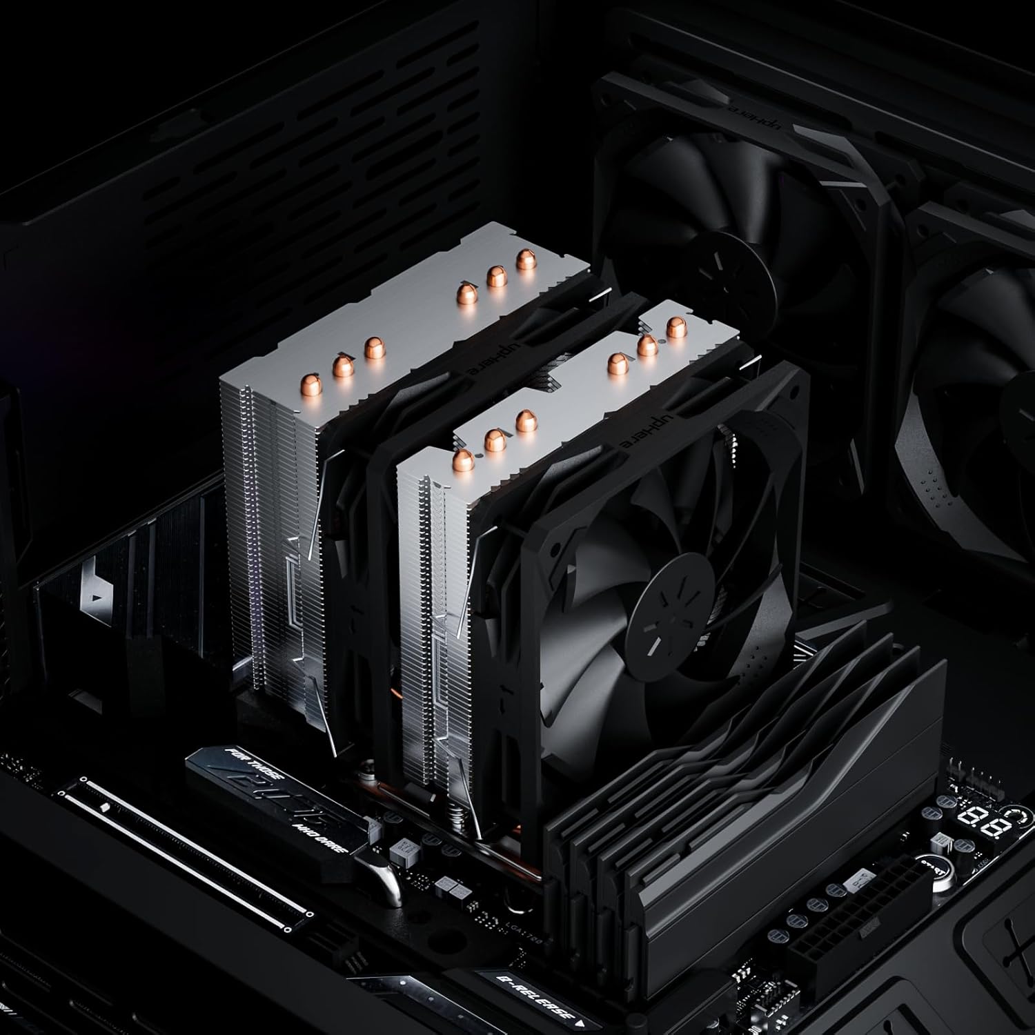 upHere D6SEC CPU Cooler, Intel LGA2011,LGA2066, LGA1700,AMD AM5/AM4/Ryzen 120mm,Dual Towers,5V ARGB - PuriLite