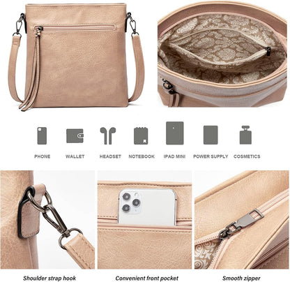 Ashioup Hobo Bags for Women Soft PU Leather Shoulder Bag Vintage Slouchy Handbag with Zipper - PuriLite