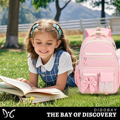 DIGOBAY Backpack for Girls, 3PCS Girls Backpack with Lunch Bag Pencil Case, Kids Backpack for Kindergarten Elementary School - PuriLite