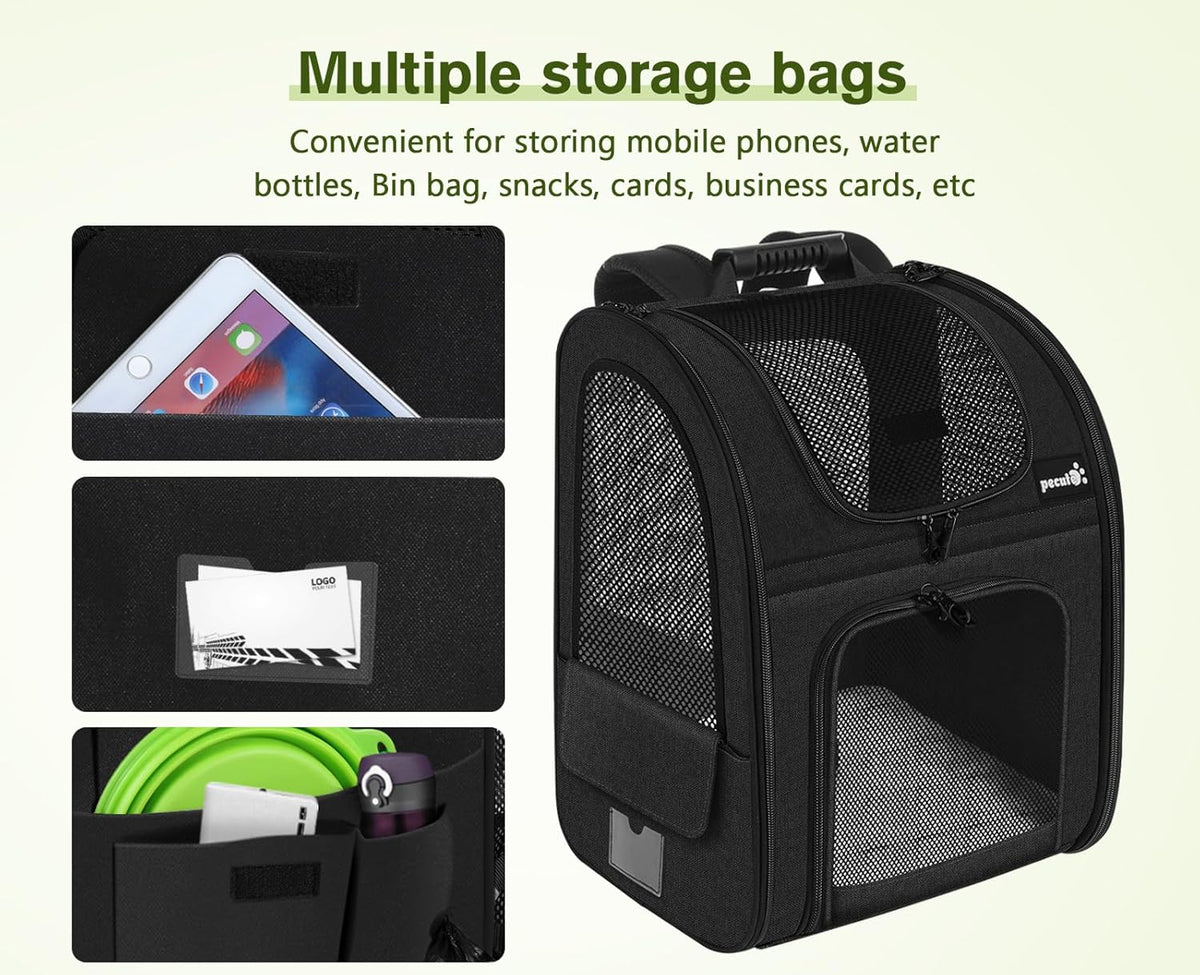 Pecute Pet Carrier Backpack, Dog Carrier Backpack Expandable with Breathable Mesh for Pets ＜6kg, Pet Backpack Carrier for Hiking Travel Camping Outdoor - PuriLite