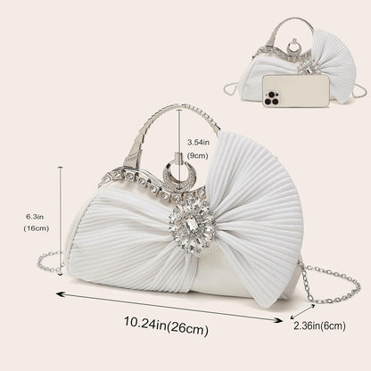 Buric Clutch Purses for Women Rhinestone Evening Handbag Bridal Wedding Prom Purse Formal Party Bow Tie Clutch for Women - PuriLite