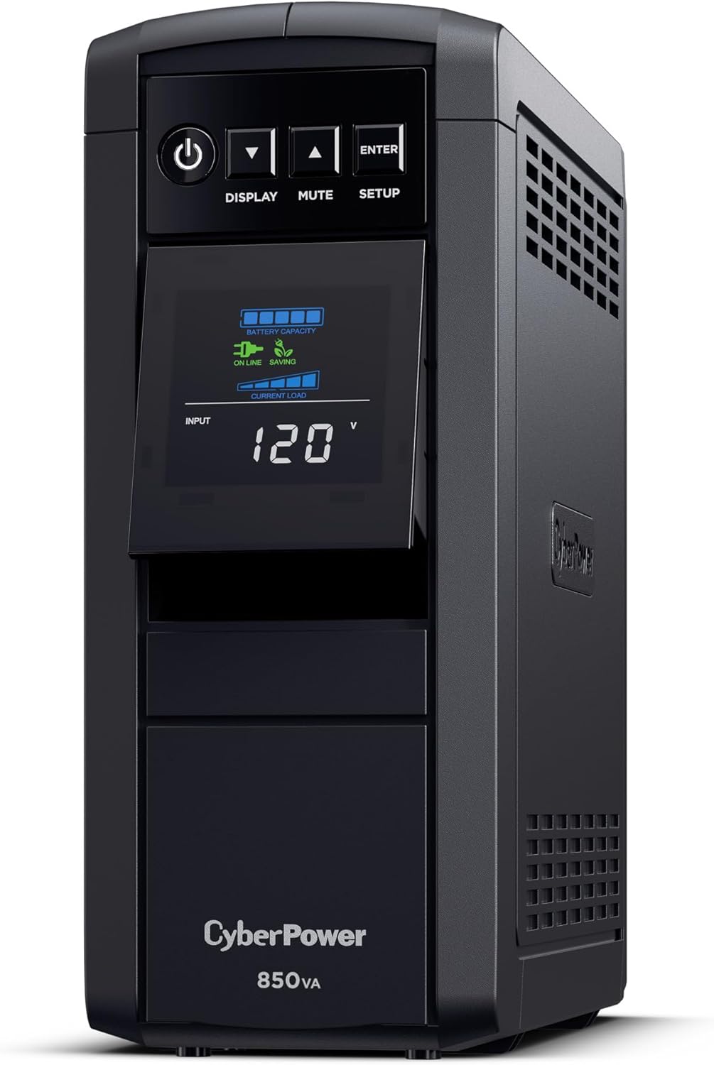 CyberPower CP1500PFCLCD PFC Sinewave UPS System, 1500VA/1000W, 12 Outlets, AVR, Mini Tower, Black - PuriLite