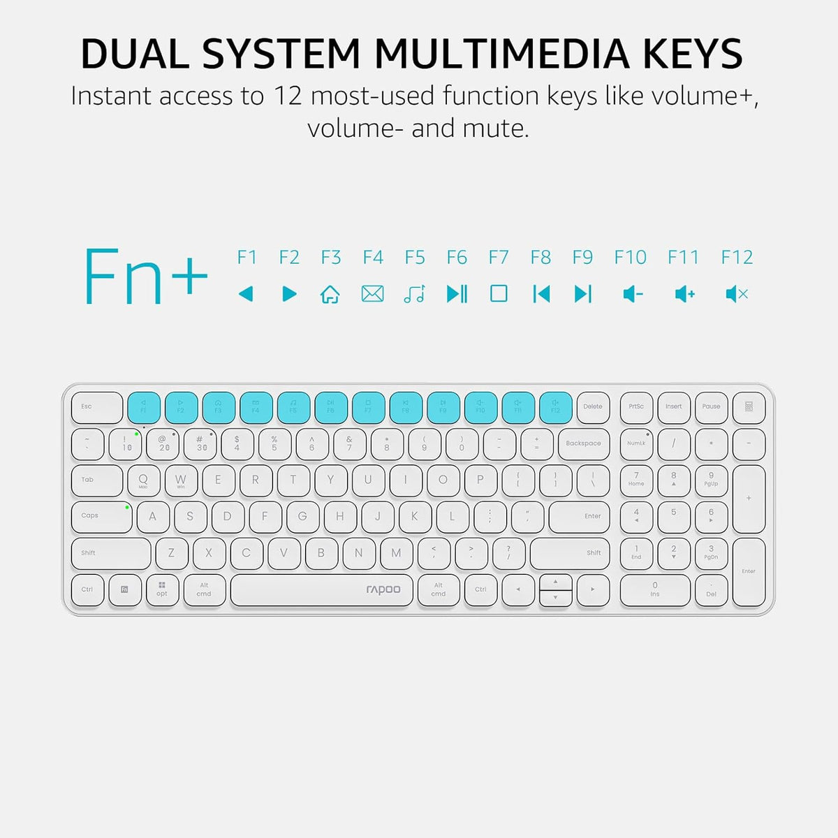 RAPOO Keyboard and Mouse Wireless - 9010M Multi-Device Wireless Keyboard Mouse Combo, 2.4GHz/Bluetooth 5.0/4.0 Wireless Keyboard Mouse Set for Windows/Mac/Linux/Chrome, Support 4 Devices, Silent Click - PuriLite