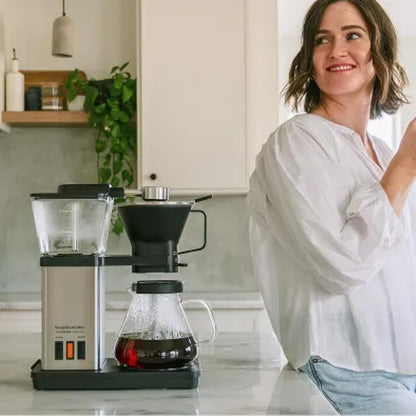 SimplyGoodCoffee THE BREWER - Plastic-Free. Coffee Maker/Coffee Machine. 8 Cup Automatic Drip Pour Over Coffee Brewer. Easy To Use, Gold Cup Standard. Black/Stainless Steel