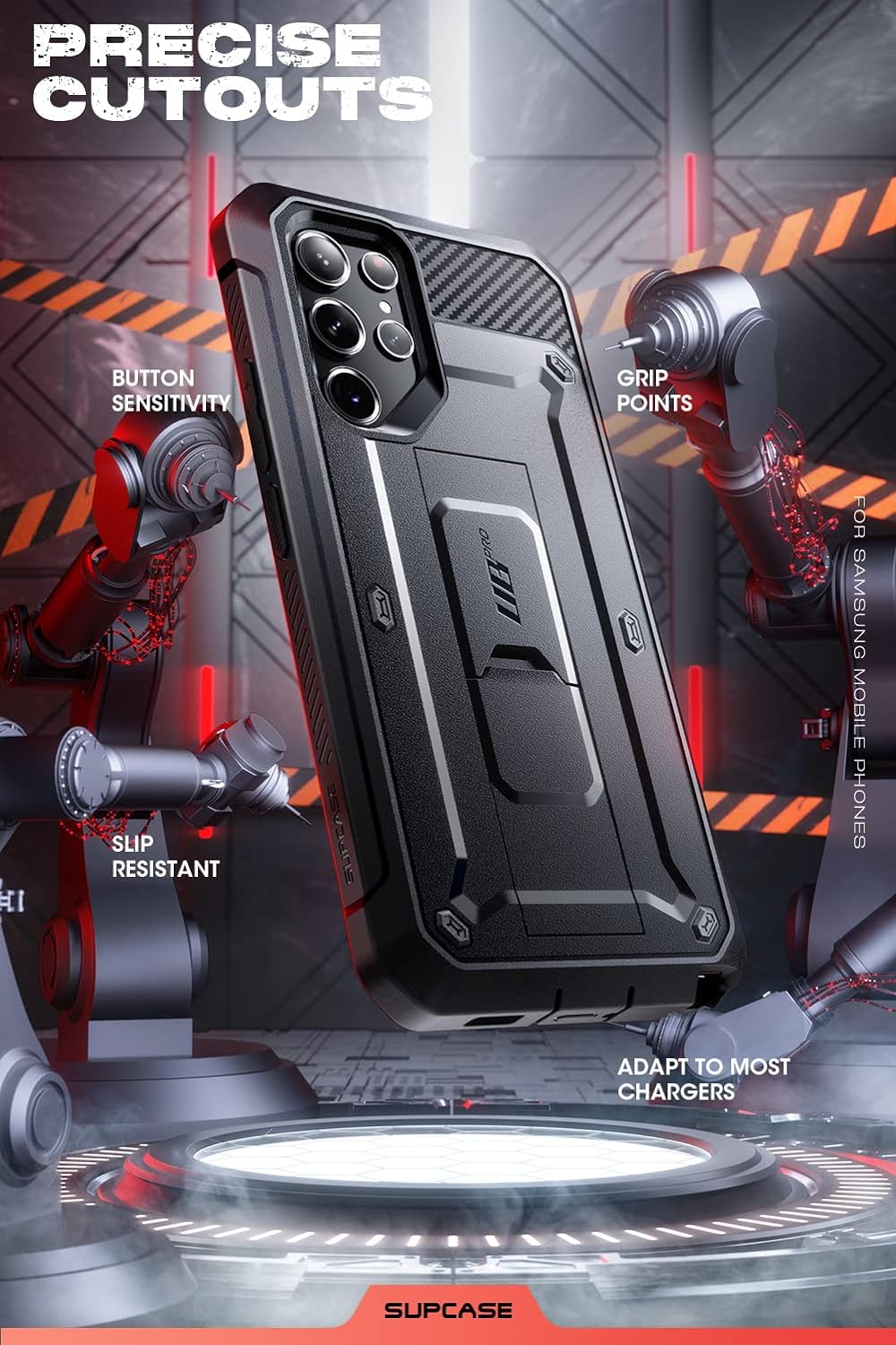 SUPCASE Unicorn Beetle Pro Case for Samsung Galaxy S23 Ultra 5G (2023), [Extra Front Frame] Full-Body Dual Layer Rugged Belt-Clip & Kickstand Case with Built-in Screen Protector (Black) - PuriLite