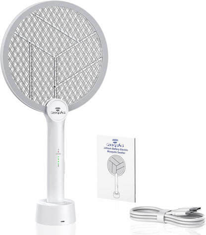Gooqand Bug Zapper Racket, 2 in 1 Electric Fly Swatte with 3 Layer Safety Mesh, 4000V Fly Zapper with USB Rechargeable, Indoor Outdoor Fly Racket for Bedroom, Kitchen, Camping - PuriLite