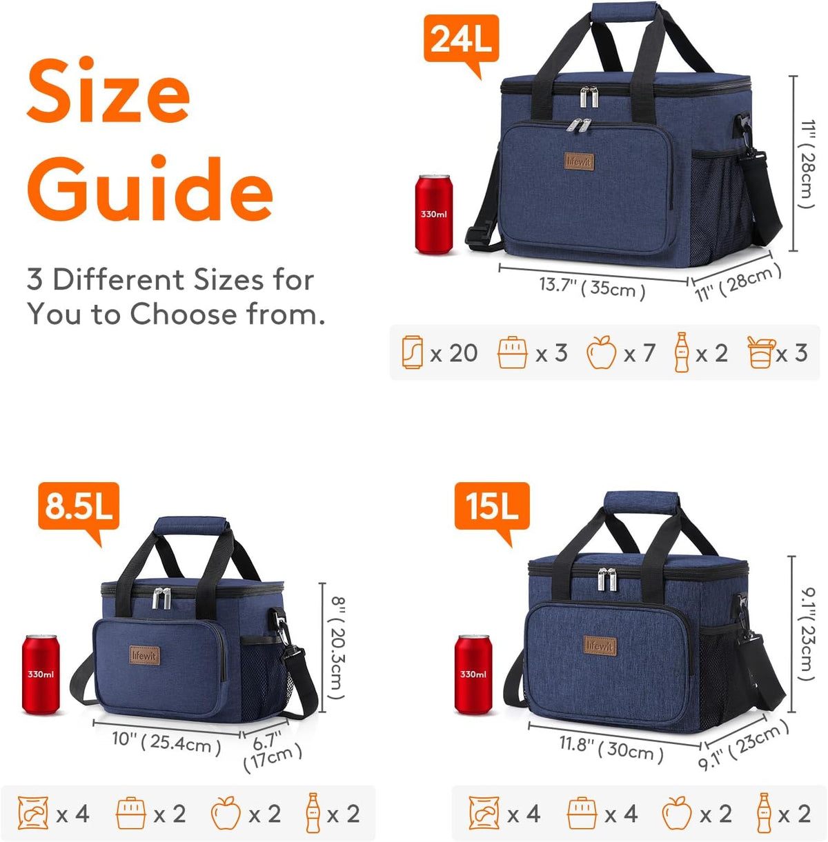 Lifewit Lunch Bag for Men, Insulated Lunch Box Leakproof Soft Cooler Cooling Tote for Adult Women, Waterproof Reusable Lunch Bags for Work Office Outdoor Picnic Camping, Black, 12-Can (9L) - PuriLite