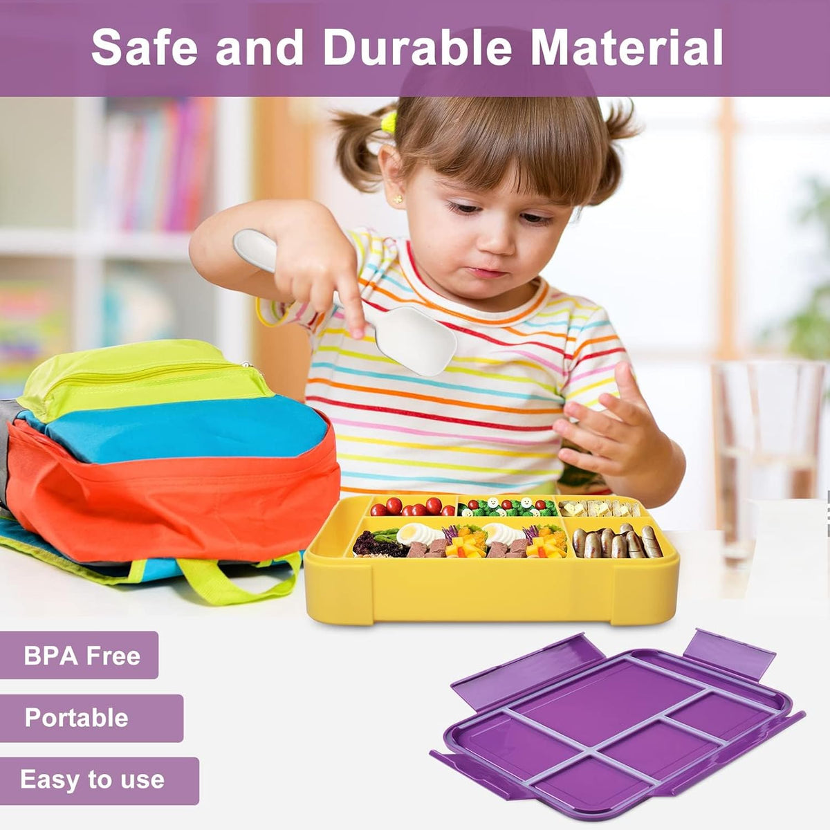 Hap Tim Bento Box Lunch Box for Kids (CA1265-BL) - PuriLite