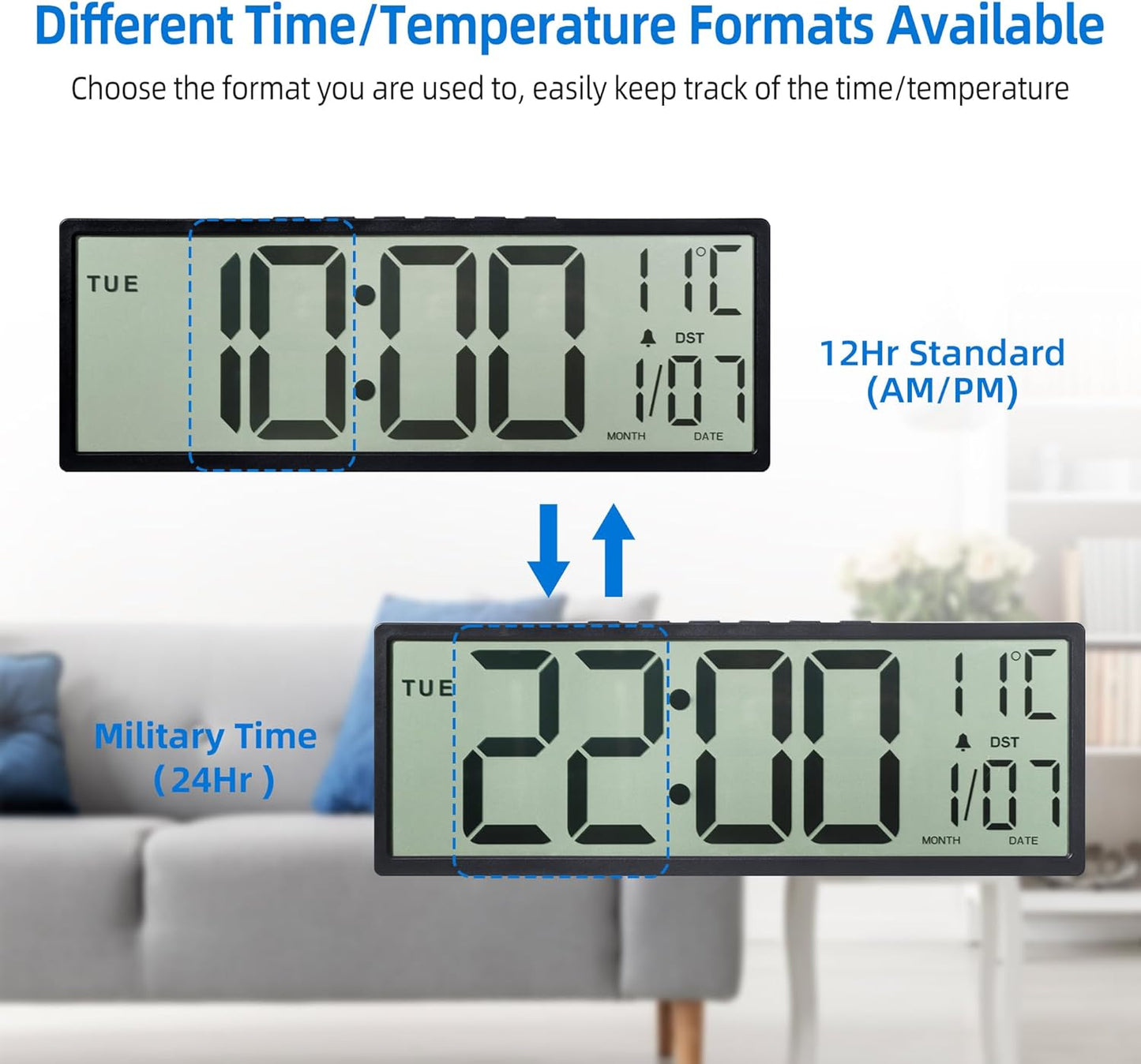 Purilite Select 15.5" Large Digital Wall Clock - PuriLite