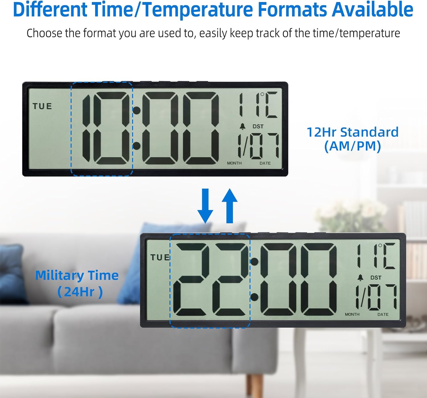 Purilite Select 15.5" Large Digital Wall Clock - PuriLite
