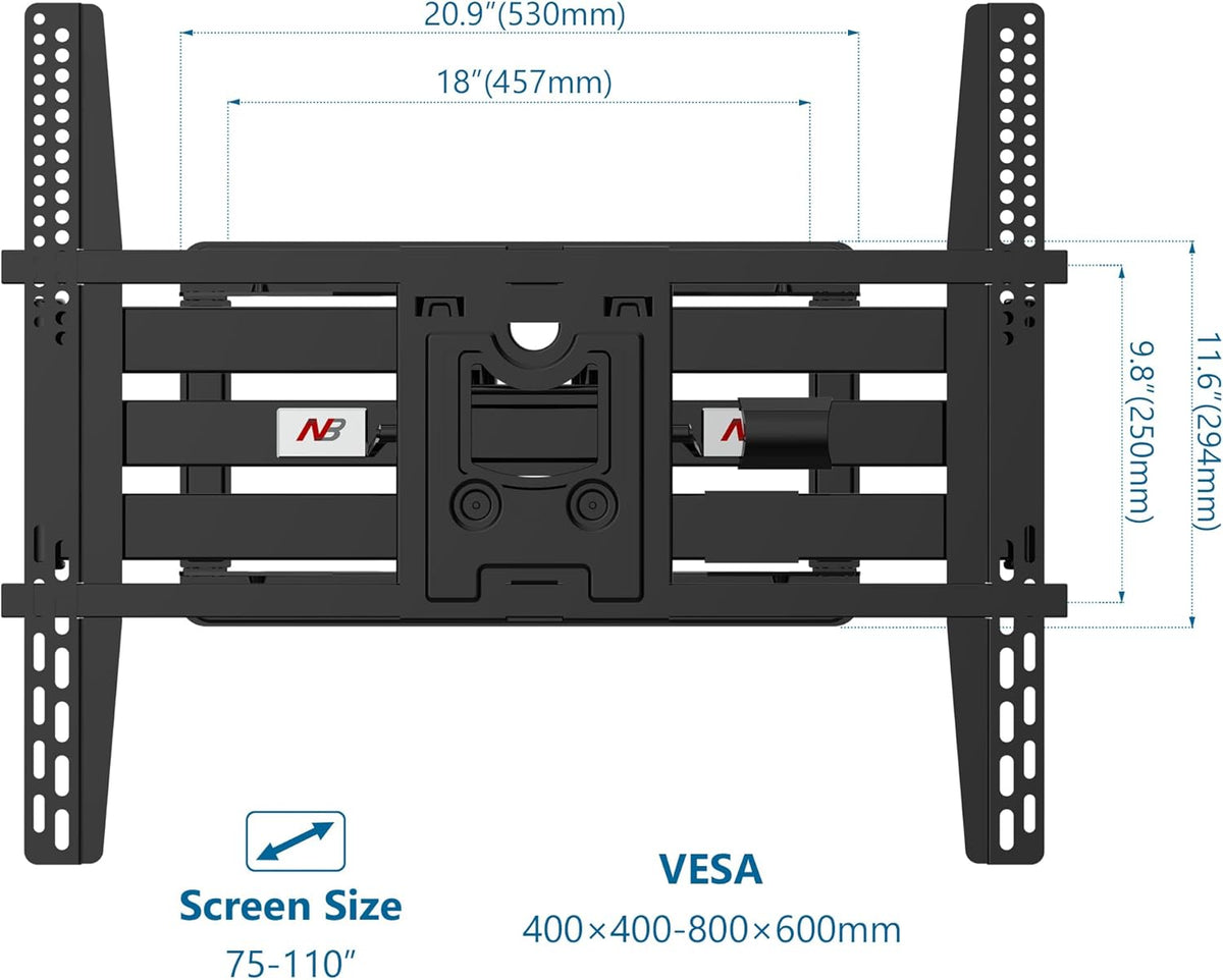 NB North Bayou Heavy Duty TV Wall Mount Double Arms Articulating Swivel TV Bracket for Most 75”-110 inch LED LCD OLED TVs VESA Compatible Hold up to 200 lbs Wall Bracket SP5 - PuriLite