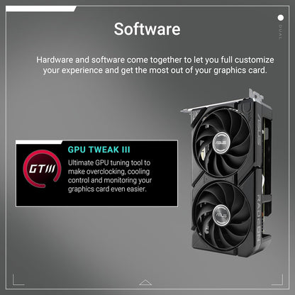 ASUS Prime Radeon™ RX 9060 XT 16GB GDDR6 OC Edition Graphics Card (PCIe 5.0, HDMI/DP 2.1, 2.5-Slot Design, axial-tech Fans, Dual Ball Fan Bearings, Dual BIOS, ASUS GPU Guard) - PuriLite