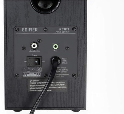 Edifier R33BT Active Bluetooth Computer Speakers - 2.0 Bookshelf Speaker - Powered Studio Monitor, Black - Pair