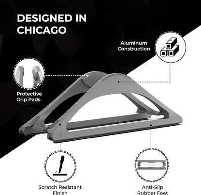 HumanCentric Vertical Laptop Stand for Desk – Automatic Adjustable Upright Laptop Dock, Space Gray Aluminum Holder - PuriLite