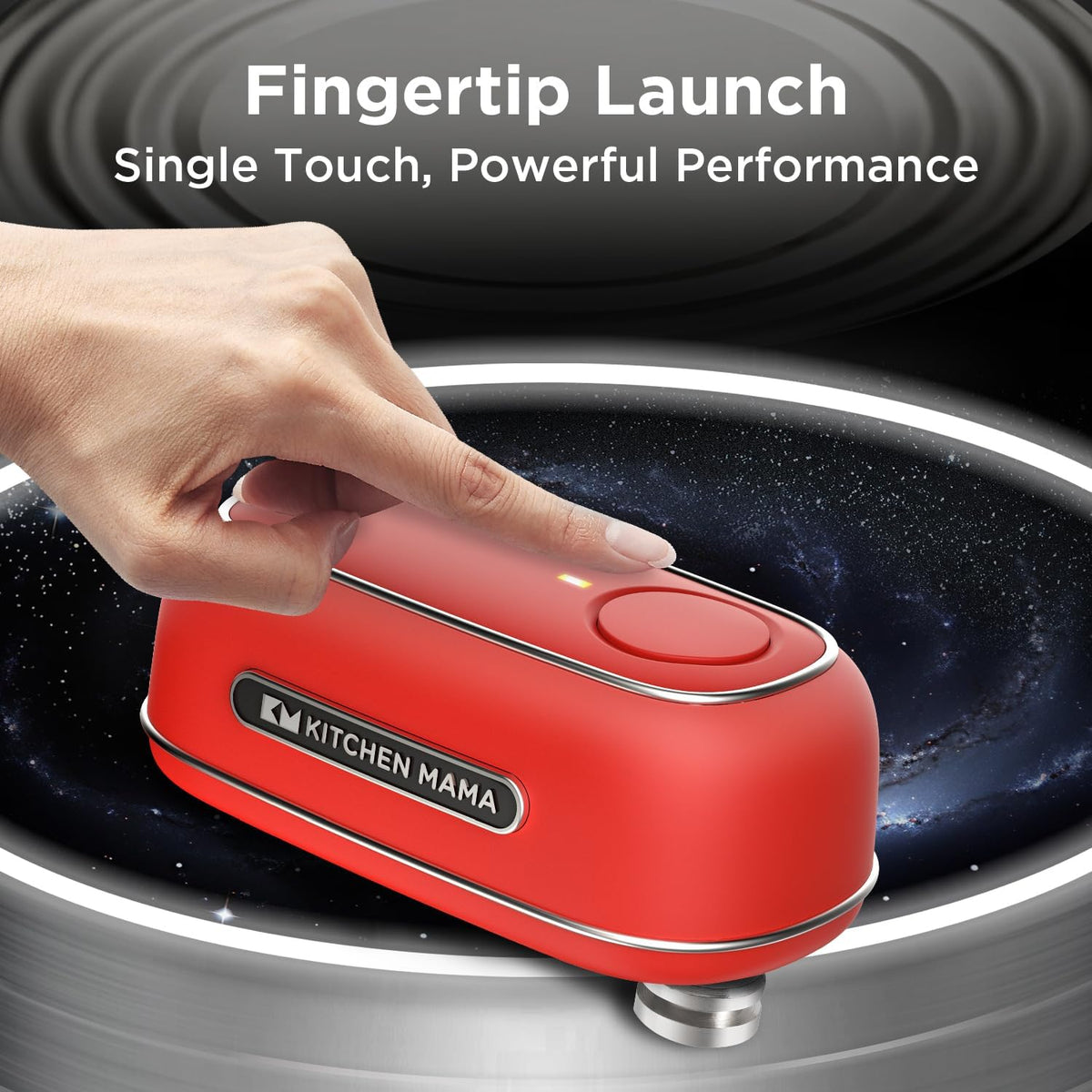 Kitchen Mama Orbit One Stainless Steel Rechargeable Electric Can Opener: Hands-Free, USB-C Charging, Automatic Stop, Smooth Edge, Safety, Blade for Large Cans, Heavy Duty, Soda Can and Pop Can - PuriLite