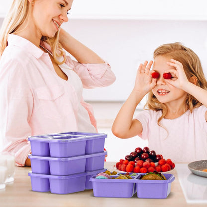 Large Capacity Bento Box for Adults, 4-Piece Set – Stackable Lunch Box with 4 Compartments, Microwave & Dishwasher Safe, Reusable Meal Prep Containers, Snack Containers for Kids & Adults (4 Colors) - PuriLite