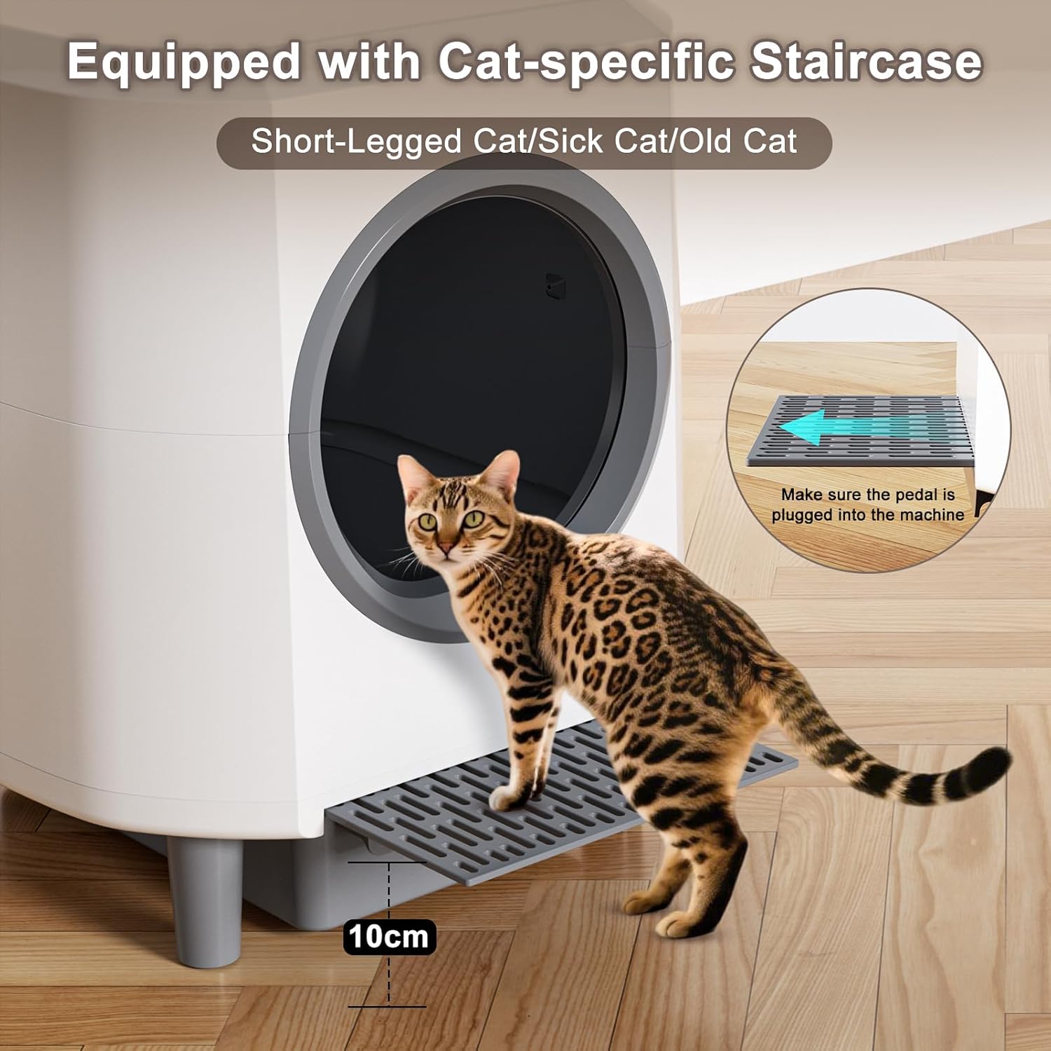 Automatic Cat Litter Box Ellenpent Self-Cleaning Litter Box with APP Control and Safety Sensor, 90L Large Capacity for Multiple Cats, Litiere Pour Chat Autonettoyant with 3 Rolls Poop Bags - PuriLite
