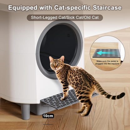 Automatic Cat Litter Box Ellenpent Self-Cleaning Litter Box with APP Control and Safety Sensor, 90L Large Capacity for Multiple Cats, Litiere Pour Chat Autonettoyant with 3 Rolls Poop Bags - PuriLite