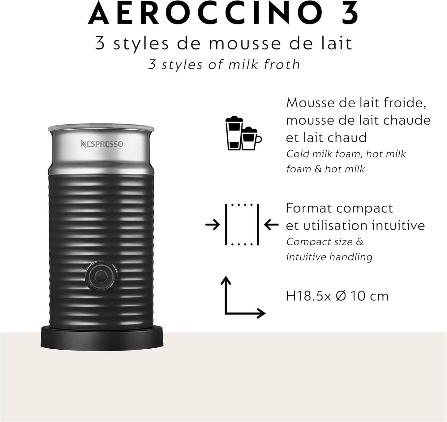 Nespresso Vertuo Next Coffee and Espresso Machine by Breville with Aeroccino Milk Frother - Light Grey - PuriLite
