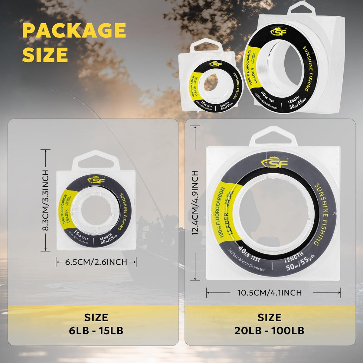 SF 100% Pure Fluorocarbon Leader Material Fishing Line Virtually Invisible Shock Resistant Increased Sensitivity Sink Fast Clear 55yd - PuriLite
