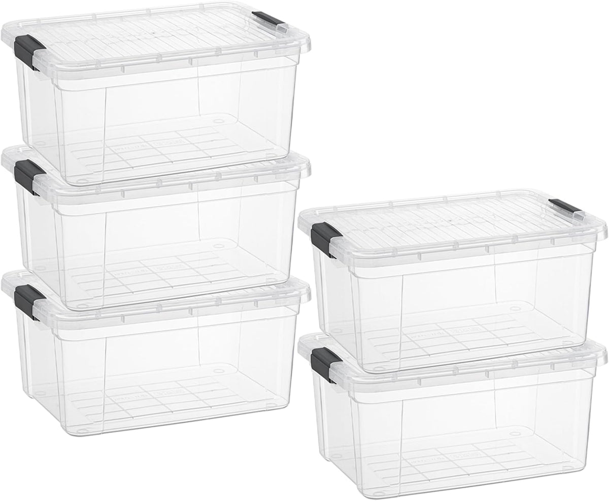 Superio Storage Bins with Lids- 3 Pack, 1.85 Qt Clear Boxes for Organizing, Stackable Plastic Containers- BPA Free, Non-Toxic, Odor Free, Organizer for Home, Office, Dorm - PuriLite