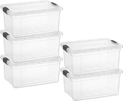 Superio Storage Bins with Lids- 3 Pack, 1.85 Qt Clear Boxes for Organizing, Stackable Plastic Containers- BPA Free, Non-Toxic, Odor Free, Organizer for Home, Office, Dorm - PuriLite