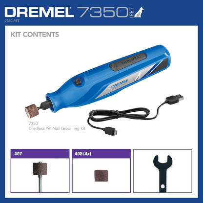 Dremel 7350-PET 4V Pet & Dog Nail Grinder, Easy-to-Use & Safe Nail Trimmer, Professional Pet Grooming Kit - Works on Large, Medium, Small Dogs & Cats - PuriLite