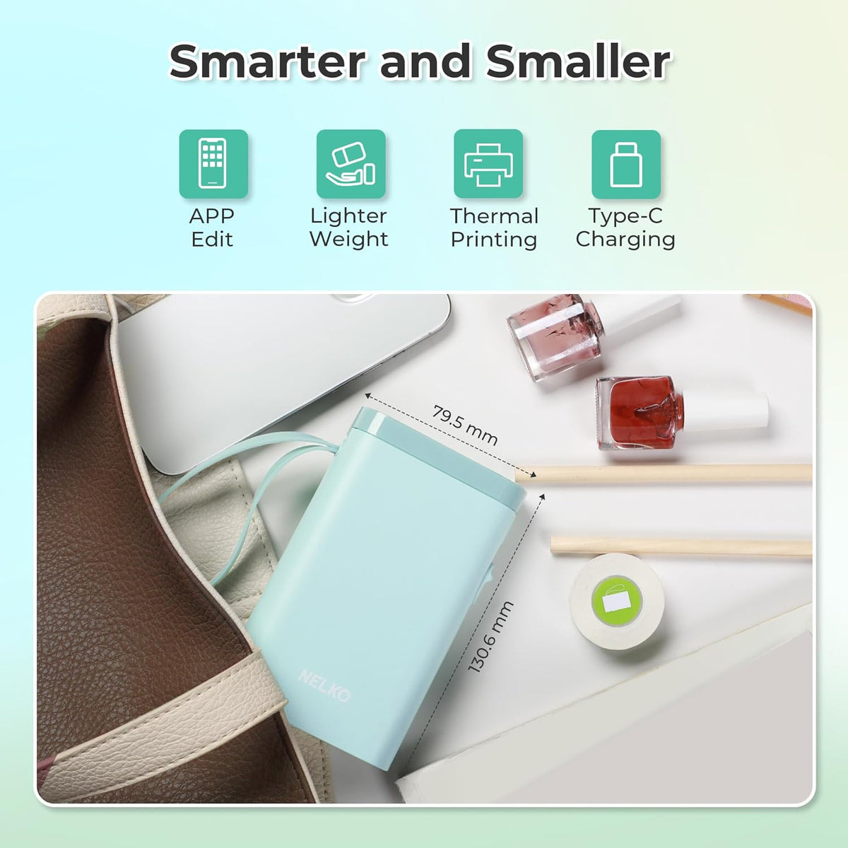 Nelko Label Maker Machine with Tape, P21 Portable Bluetooth Label Printer, Wireless Built-in Cutter Sticker Maker Mini Label Makers with Multiple Templates for School Organizing Office Home, White - PuriLite