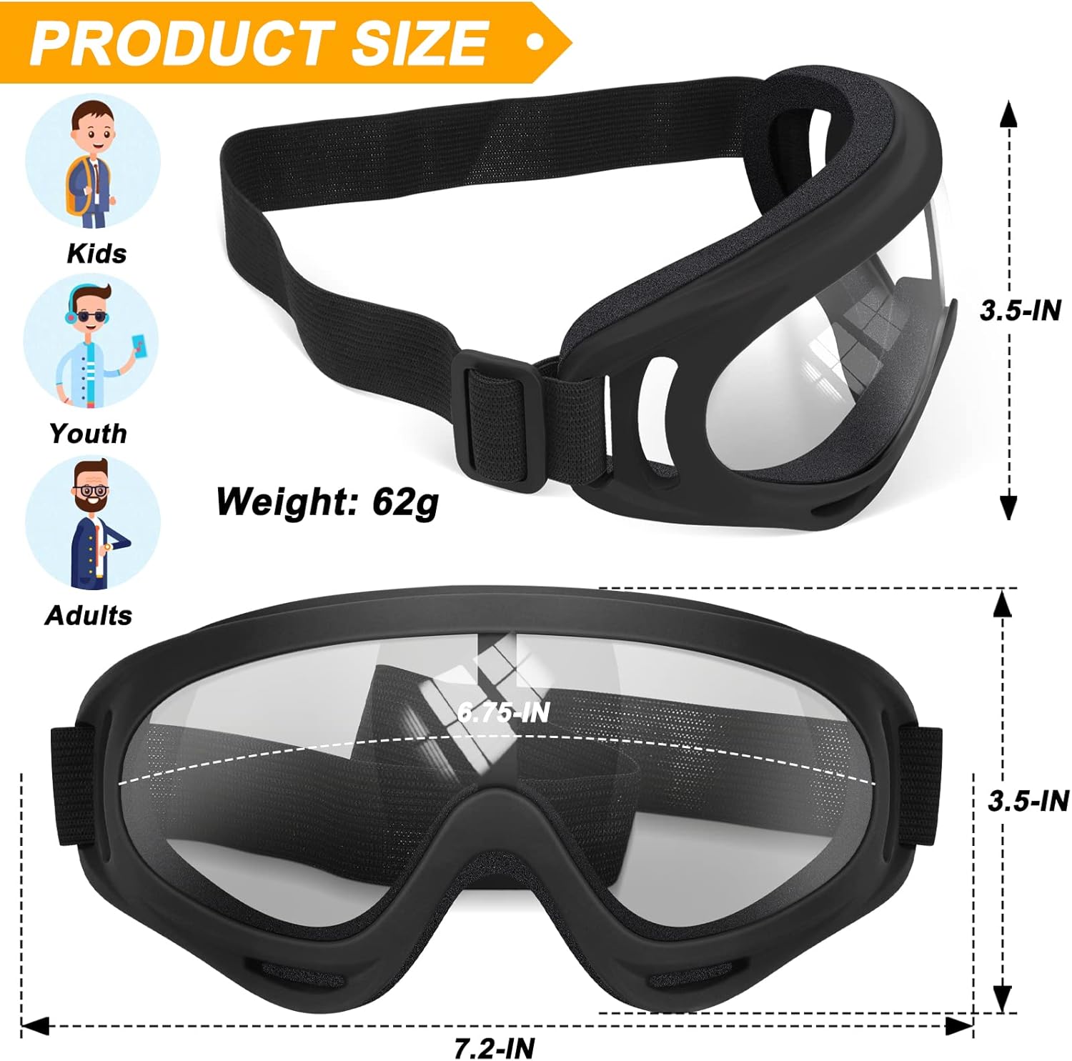 OXG Kids Motorcycle Goggles, 2-Pack Dirt Bike Goggles for Child, ATV Off-Road Racing Goggles for Boys Girls - PuriLite