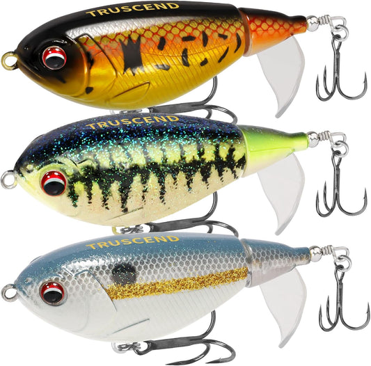 TRUSCEND PoPobait with BKK Hooks, Top Water Plopper Fishing Lures for Bass Walleye Pike Catfish Musky Perch, Floating Lure for Freshwater or Saltwater, Amazing Teasers Fishing Gifts for Family Fishing - PuriLite