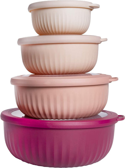 COOK WITH COLOR Prep Bowls with Lids- 8 Piece Nesting Plastic Small Mixing Bowl Set with Lids (Teal Ombre) - PuriLite
