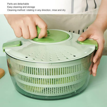 4L Large Salad Spinner with Bowl and Colander Collapsible Multifunctional Vegetable Dryer Fruit Washer for Home Kitchen Green Kitchen Kitchen Storage - PuriLite