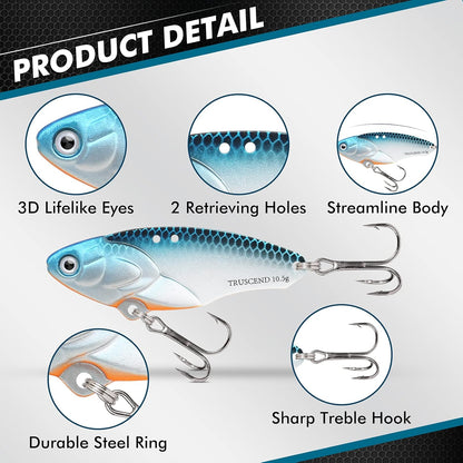 TRUSCEND Fishing Spinners with Unique Double Spoons, Nano-Plated Rooster Tail Fishing Lures with Copper Body & Blade, Great Action Blade Bait for Bass Trout Walleye, Freshwater Ice Fishing Jigs - PuriLite