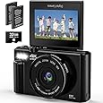 4K Digital Camera - 64MP Point and Shoot Digital Cameras for YouTube - 3.0'' Flip Screen 18X Zoom AutoFocus Vlogging Camera for Photography - Compact Video Camera with 2 Batteries, 32G SD Card - PuriLite