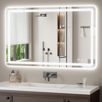 Lmsedf 24" x 32"Rectangle LED Bathroom Mirror with Lights, Backlit & Front Lighted, Wall-Mounted Vanity Mirror 3000K/4000K/6000K, Memory Functions, Anti-Fog, Dimmable Smart Mirror - PuriLite